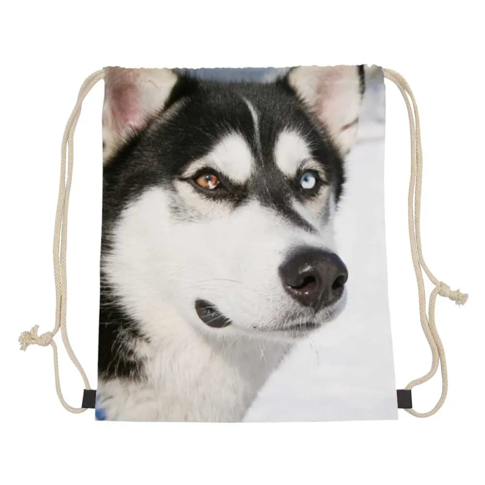 Noisydesigns/3D животное собака Сибирский хаски школьная обувь для девочек Drawstring сумка