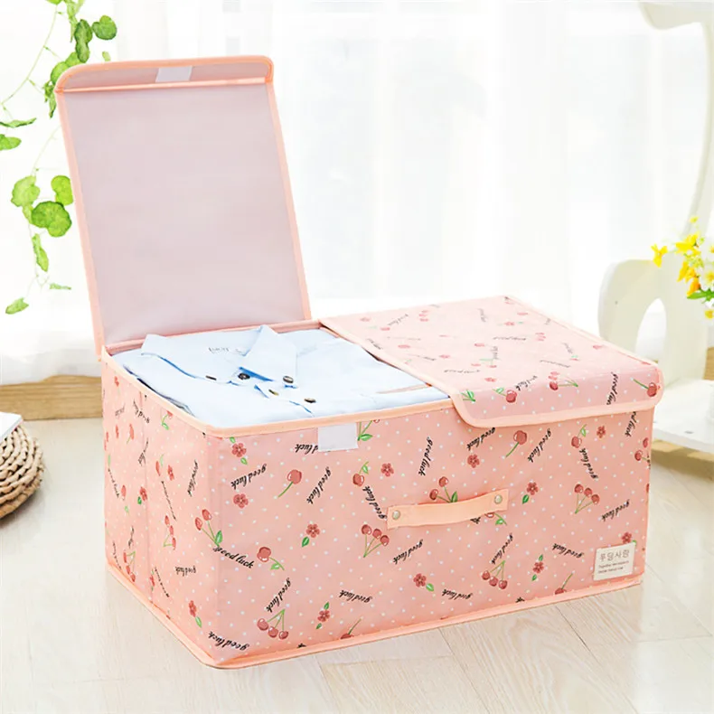 Waterproof Oxford Cloth Storage Box Foldable Double Lid Underwear Bra Socks Container Organizer Sundries Clothes Storage Box