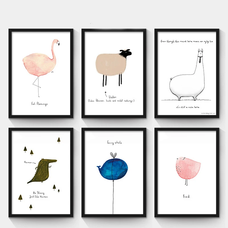

Nordic style Modern minimalist Decorative painting of the living room children 's room painting home murals of cartoon animals