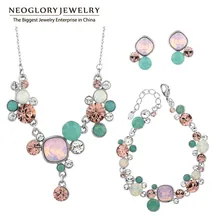 Neoglory, кристаллы, два цвета, африканские бусины, Свадебные Ювелирные наборы для женщин, JS1, украшенные кристаллами Swarovski
