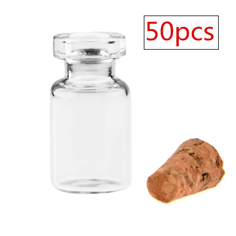 HIPSTEEN 50 قطعة 0.5 مللي لطيف مصغرة صغيرة فارغة واضحة فارغة متمنيا قوارير مع الفلين الزجاجات الجرار حاويات DIY الحرفية الديكور