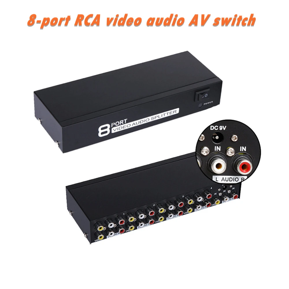 8 портовый RCA Видео Аудио AV Переключатель в 1 выход ТВ разделенный бокс для HD ЖК
