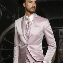 Смокинги для жениха на заказ с двумя кнопками, смокинги для жениха с отворотом, лучшие мужские свадебные костюмы на выпускной(пиджак+ брюки+ жилет+ галстук