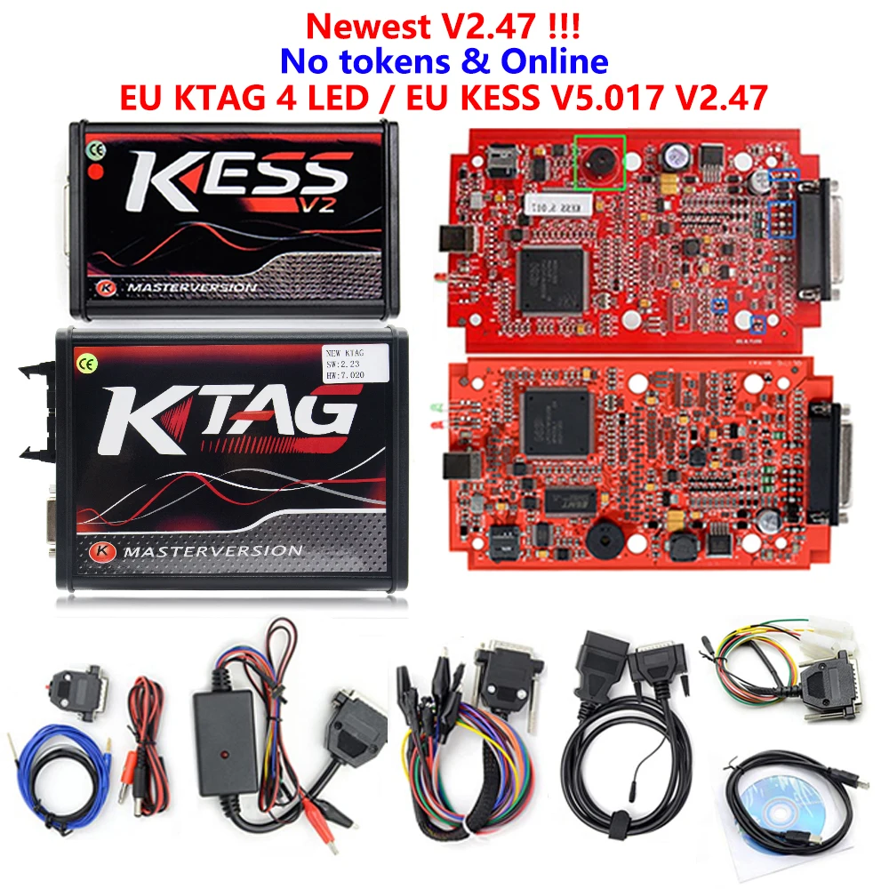 

Online EU Red Kess V2.47 Kess V2 5.017 OBD2 Manager Tuning Kit Red KTAG V7.020 No Token K-TAG 7.020 Master V2.23 ECU Programmer