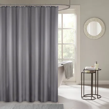 

Polyester Fabric Shower Curtain With Hooks Waterproof Plastic Bath Screens Solid Color Eco-friendly Bathroom Curtains