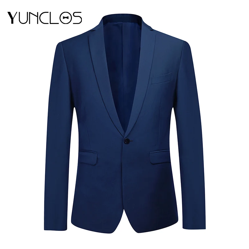 YUNCLOS деловой мужской костюм куртка свадебное платье-пиджак и брюки Slim Fit темно-синие блейзеры мужской костюм блейзеры куртки