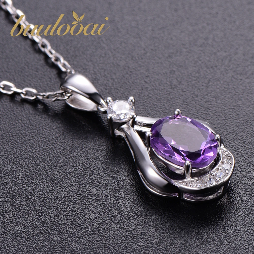 

buulooai Classic Amethyst Birthstone Solitaire Pendant For Women 925 Sterling Silver Fine Jewelry On Sale no chian