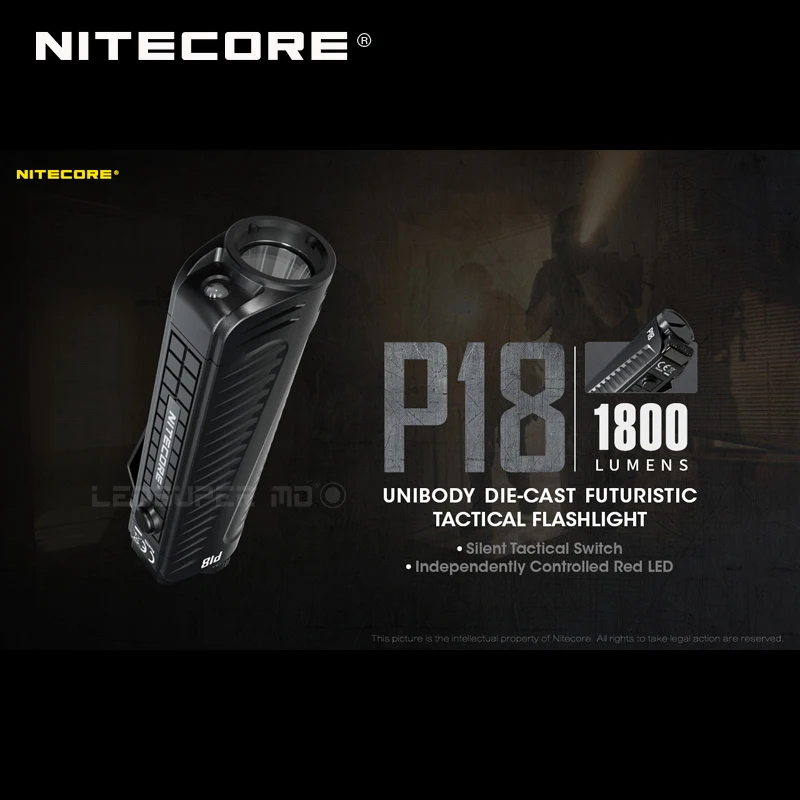 1800 люмен Nitecore P18 Unibody Die-case футуристический CREE XHP35 HD светодиодный тактический фонарь с вспомогательным красным светом