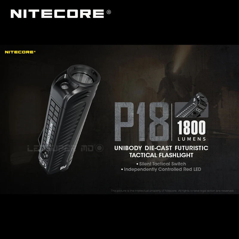1800 люмен Nitecore P18 Unibody под давлением чехол футуристический CREE XHP35 HD светодиодный
