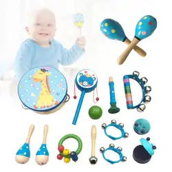 Музыкальные игрушки комбинация 13 шт. детские наборы ударных инструментов Обучающие инструменты музыкальные инструменты Игрушки для