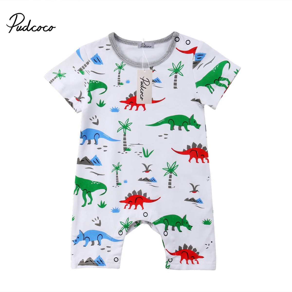 Newborn Infant Baby Boy Girl Dinosaur Romper Summer Kids Short Sleeve
