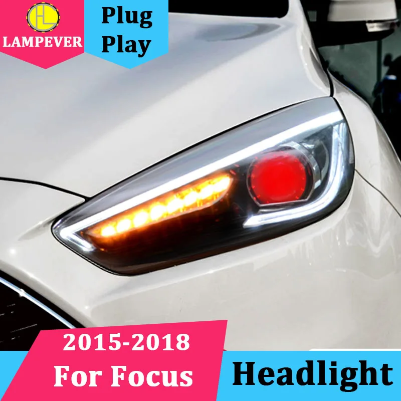 

Car Headlights For Ford Focus Headlight 2015-2018 LED DRL New focus headlamp DRL Dynamic turn signal Bi Xenon Lens High Low Beam