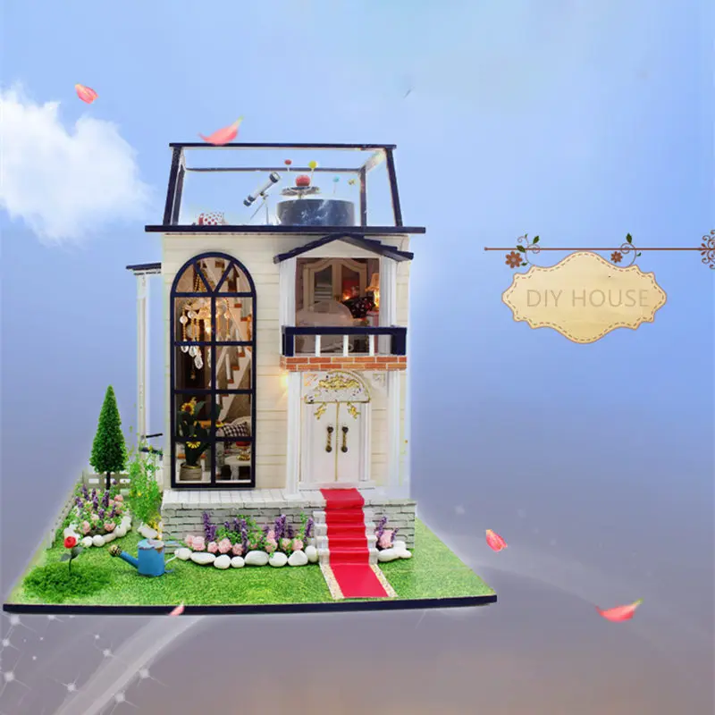 WINCO Doll House Wooden Furniture Diy House 3D Miniature Puzzle Assemble Dollhouse Kits Christmas Toy For Children Birthday Gift WINCO Doll House Wooden Furniture Diy House 3D Miniature Puzzle Assemble Dollhouse Kits Christmas Toy For Children Birthday Gift
