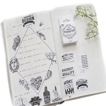 

20packs/lot DIY Retro Black and White English Scrapbooking Happy Planner Card Making Journaling Project Scripbooking Sticker