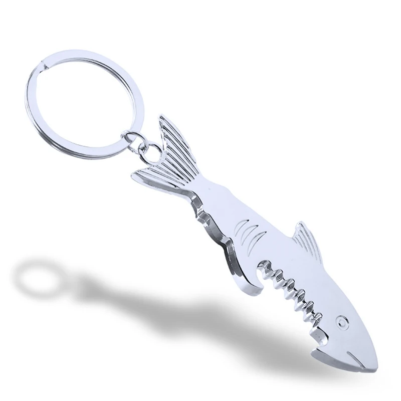 

1pcs bottle opener small shark keychain creative multi-function key ring opener Metal Material Convenient and practical