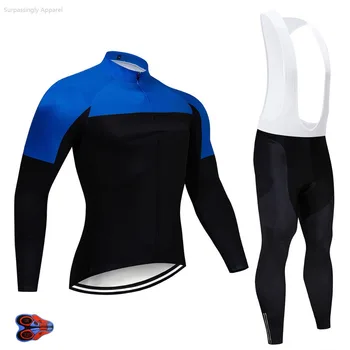 

2019 UCI Teams Blue Custom Long Sleeve Cycling Jersey Clothing Bicycle Sports Maillot Ciclismo Bike Sportswear Cycling Sets 9D