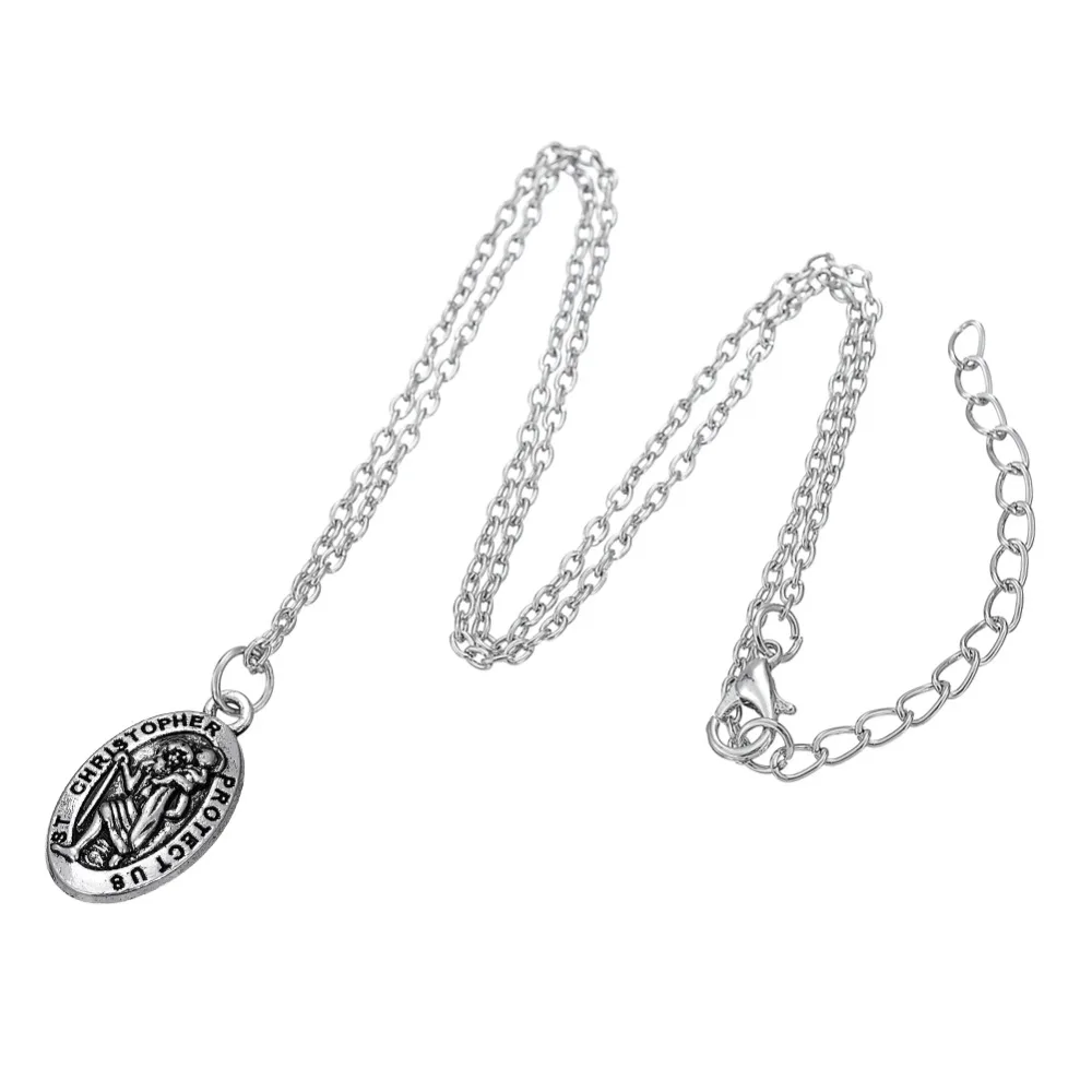Ожерелье с овальной медалью девапара св. Кристофера|saint christopher|tibetan silversilver plated |
