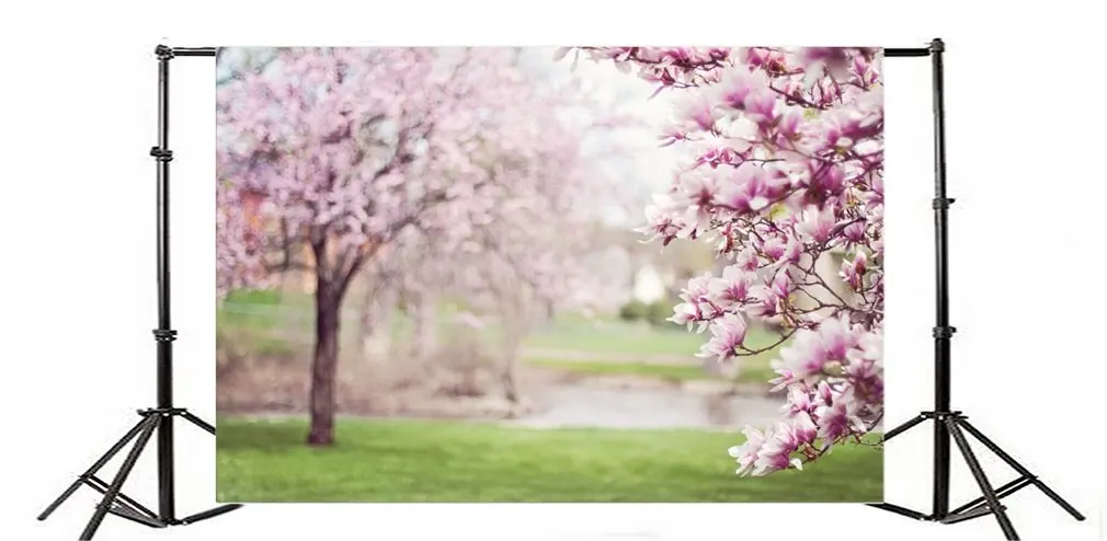 

Photography Backdrop Spring Landscape Pink Flowers Tree