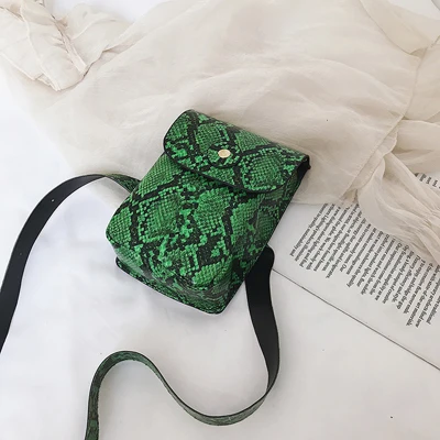 Поясная сумка модная змеиная поясная Сумка женская кожаная маленькая сумка-мессенджер поясная сумка винтажные поясные сумки карман для телефона - Цвет: green