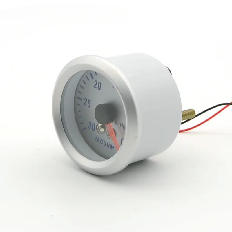 2Inch 52mm Universal Car Analog Vacuum Gauge 0-30 InHg LED Light Silver Face