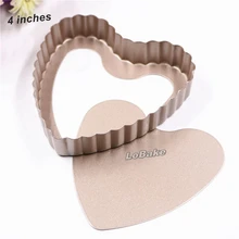 Mini 4 дюйм(ов) антипригарным Золотой рифленые стены свободные дно формы сердца из металла пирог Пан Тост Торт Формы каравай хлеб формы посуды