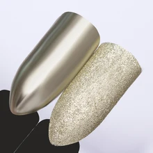 BORN PRETTY, сверкающий зеркальный пигмент для ногтей цвета шампанского, серебристого цвета, порошок для дизайна ногтей, хромированный маникюрный Блестящий УФ-Гель-лак