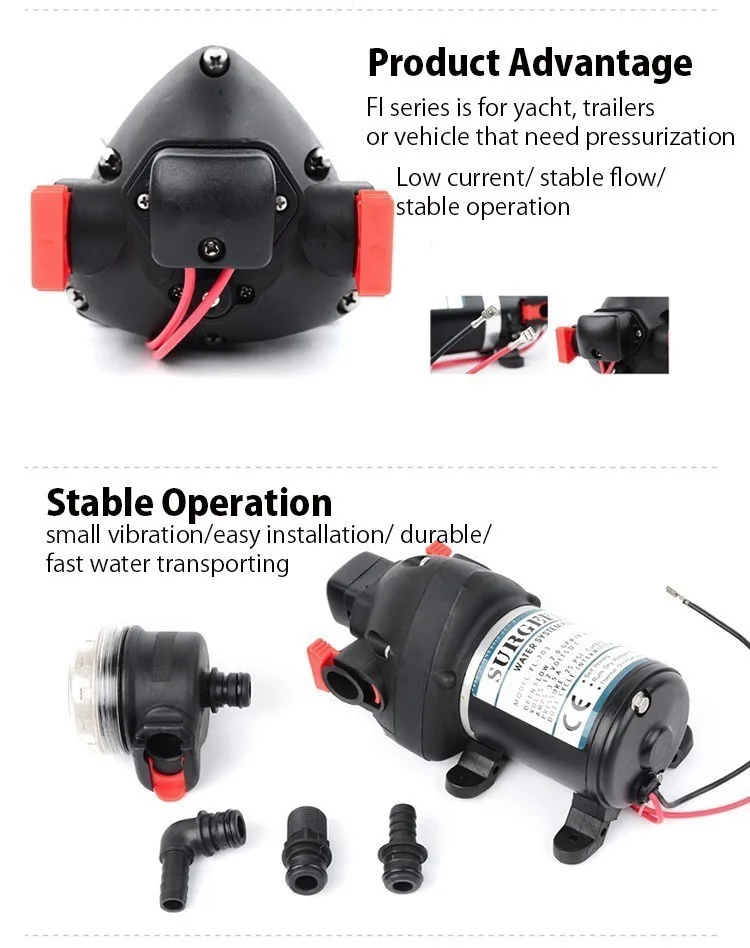 FL-701 704 Мини DC 12 В/24 В пластик высокого давления лодка Водяной насос мембранный насос 15 м подъемные насосы