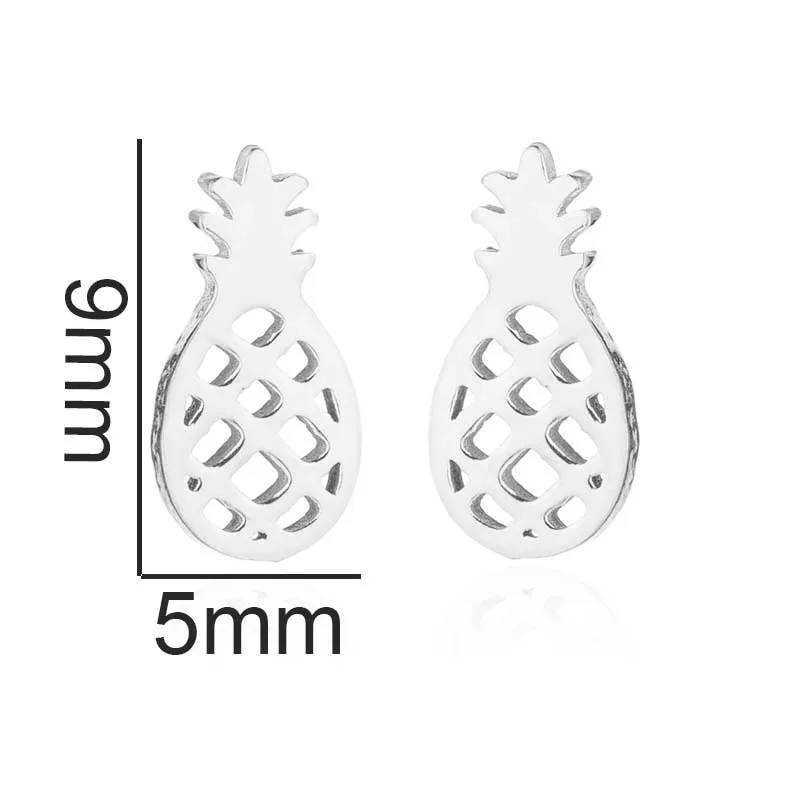Yiustar Mini Unique Pineapple Earrings Studs for Women Rose Gold Stainless Steel Earring Jewelries Charms Fancy Fruit Earing