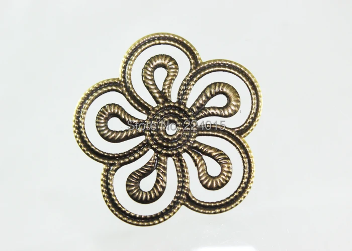 

100pcs/35*35mm Ancient Bronze Tone Flower Filigree Flower Wraps Findings Connectors Hair Jewelry Embellishments