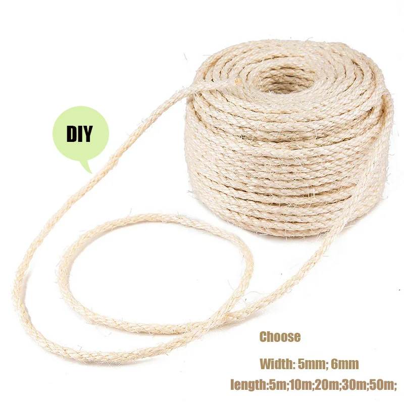 

Premium Natural Sisal Rope For Cat Tree Scratching Post Toy Cat Climbing Frame DIY Weaving Cats Making Desk Legs Binding Rope