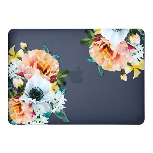 Чехол для ноутбука с цветком для Apple MacBook Air Pro retina 11 12 13 15 для New Pro 13,3 дюймов Сенсорная панель с крышкой клавиатуры - Color: Black