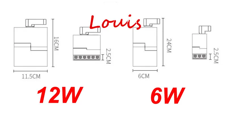 8 шт. Dimmable6W 12 Вт регулируемый светодиодные трековые светильники Светодиодный рельсовый прожектор AC85-265V утопленные потолочные светильники для дома музея магазинов