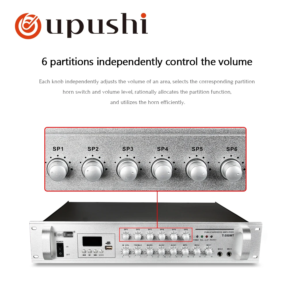 Oupushi 100 700 Вт 6 зонный регулятор громкости с blutooth audio Профессиональный усилитель