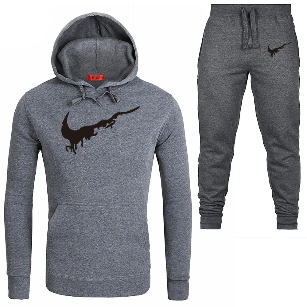 

Men's Two Pieces Set Fashion Hooded Sweatshirts Sportswear Men Tracksuit Hoodie Print Men Clothes Hoodies+Pants Hot Sale Set