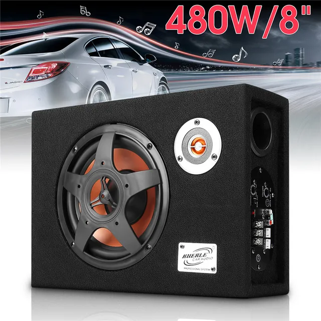 Best Offers 8" 480w 12V Car Subwoofer Slim Under-Seat Speaker 21mm Car Audio Sub Woofe Wired 8 inch Ultra Thin Car Power Amplifier Speaker