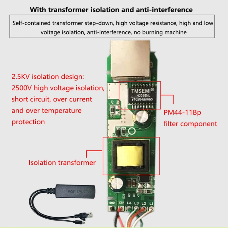 PANDUN POE Питание модуль MICRO USB Стандартный разделитель изоляции POE, сетевые Мощность splitter 48 В поворачивается 5