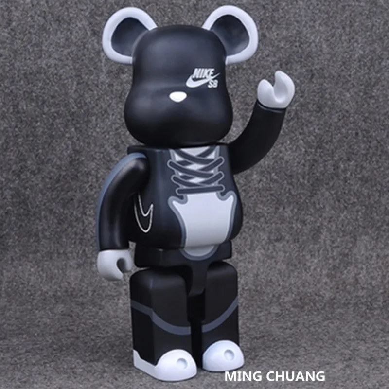 

11" Bearbrick Gloomy Black Ash BB 400% Be@rbrick Original Fake Sports Shoes Vinyl Action Figure Toy BOX 28CM Z285
