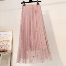 Модная шифоновая Женская юбка с высокой талией, милая пляжная плиссированная юбка для путешествий, блестящая женская фатиновая юбка феи, Falda Plisada Mujer FD
