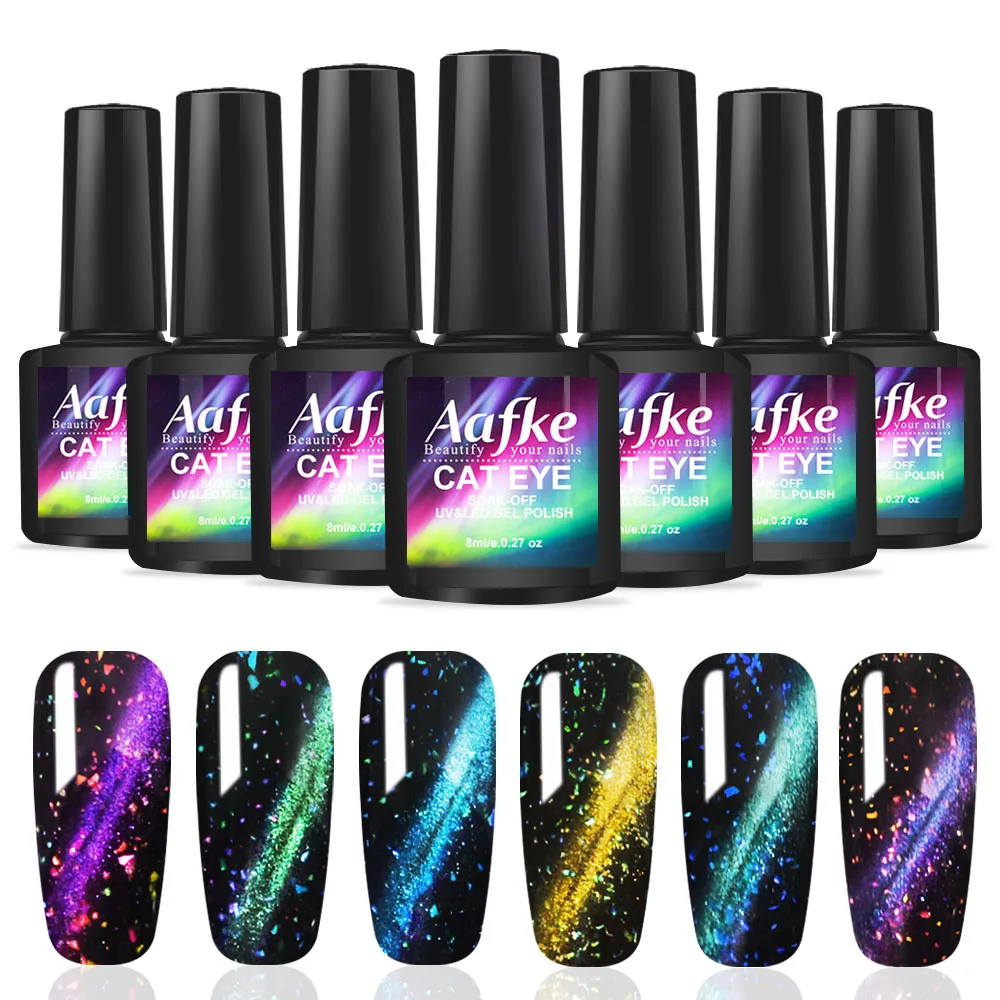 

8ml Starry Sky Magnetic Nail Gel Polish 3D Cat Eye Soak Off Sequins UV Gel Nail Art Gel Varnish Manicure Design ZJJ3036