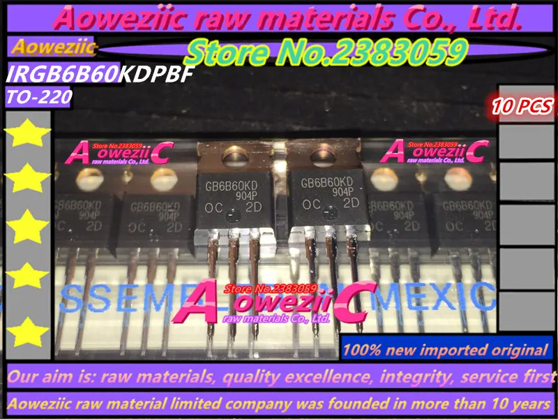 

Aoweziic 100% Новый оригинальный импортный IRGB6B60KDPBF GB6B60KD IRGB6B60KD TO-220 сверхбыстрый диод мягкого восстановления 600V 13A 90W