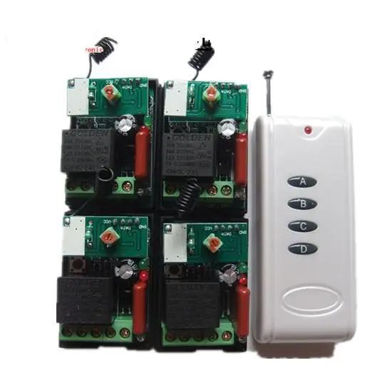 

4 with 1 220V wireless intelligent remote wireless remote control switch, self lock and point of choice Remote control switch