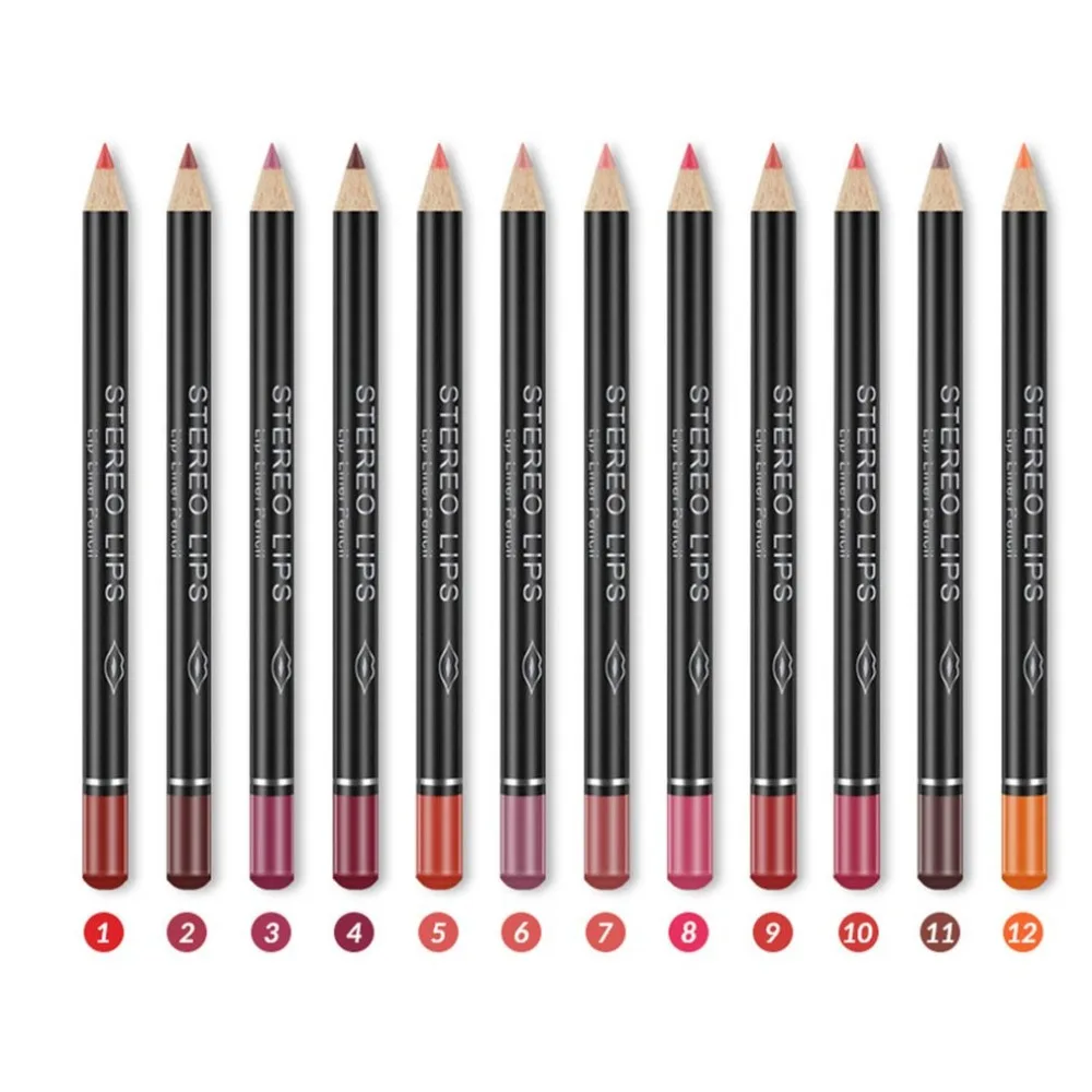 

12PCS/SET Professional Multi-functional Lipliner Pencil Long Lasting Waterproof Lip Cosmetic Makeup Lip Liner Pencil Tool