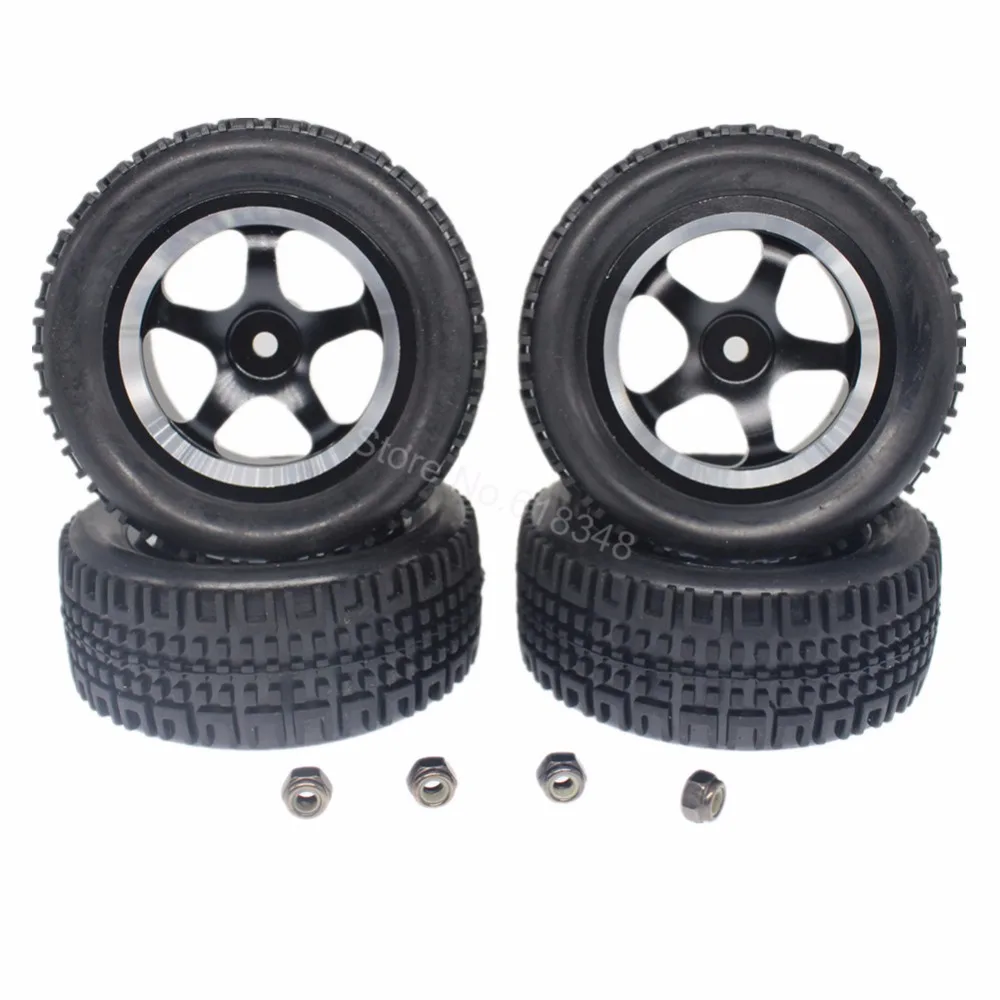 4PCS 76mm RC Rally Racing Tires & Aluminum Wheel Rims Set 5 Spokes Foam