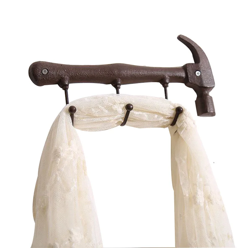 Retro Hammer Hook Craft Storage Hooks Rails Clothing Storage Holders