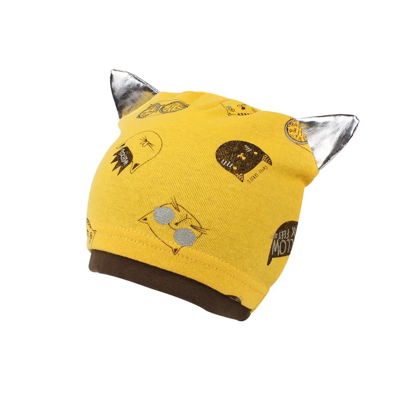 Cat Cartoon Baby Hat With Ears Cotton Soft Infant Beanie Spring Cute Print Baby Hat For Girls New Toddler Hat Baby Boys Clothing (23)