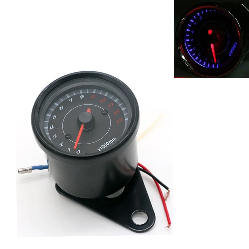 Ретро Черные мотоциклетные Скорость ometer одометр спидометр тахометр DC 12V