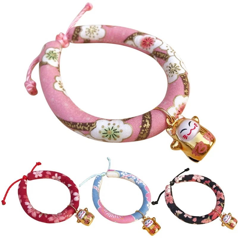 Cute Japanese Style Pet Cats Collar Handmade Cat Dog Collars Adjustable Necklace 4 Shape Collar For Dogs