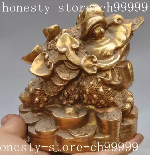 

christmas chinese fengshui bronze copper wealth yuanbao golden toad frog lucky statue halloween