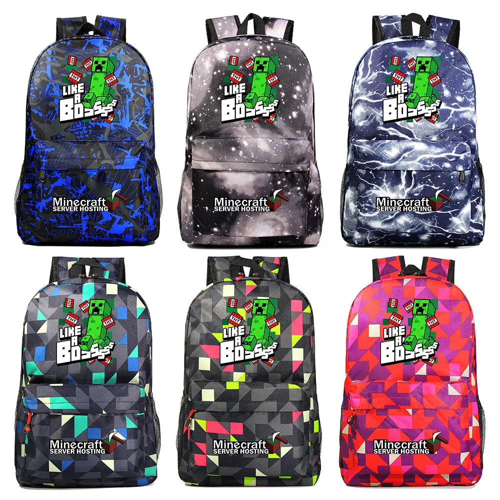 غالاكسي مثل بوس TNT ألعاب MineCraft الزاحف الصبي فتاة كتاب حقيبة مدرسية النساء Bagpack المراهقين مدرسية الرجال طالب الظهر
