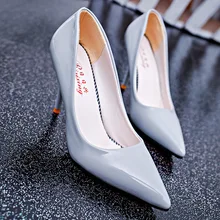 Heels 9CM Patent Leather Women Pumps 2016 New Pointed Toe White/Black/Red Sexy Pumps Shoes Ladies Stiletto For Party/Wedding 897